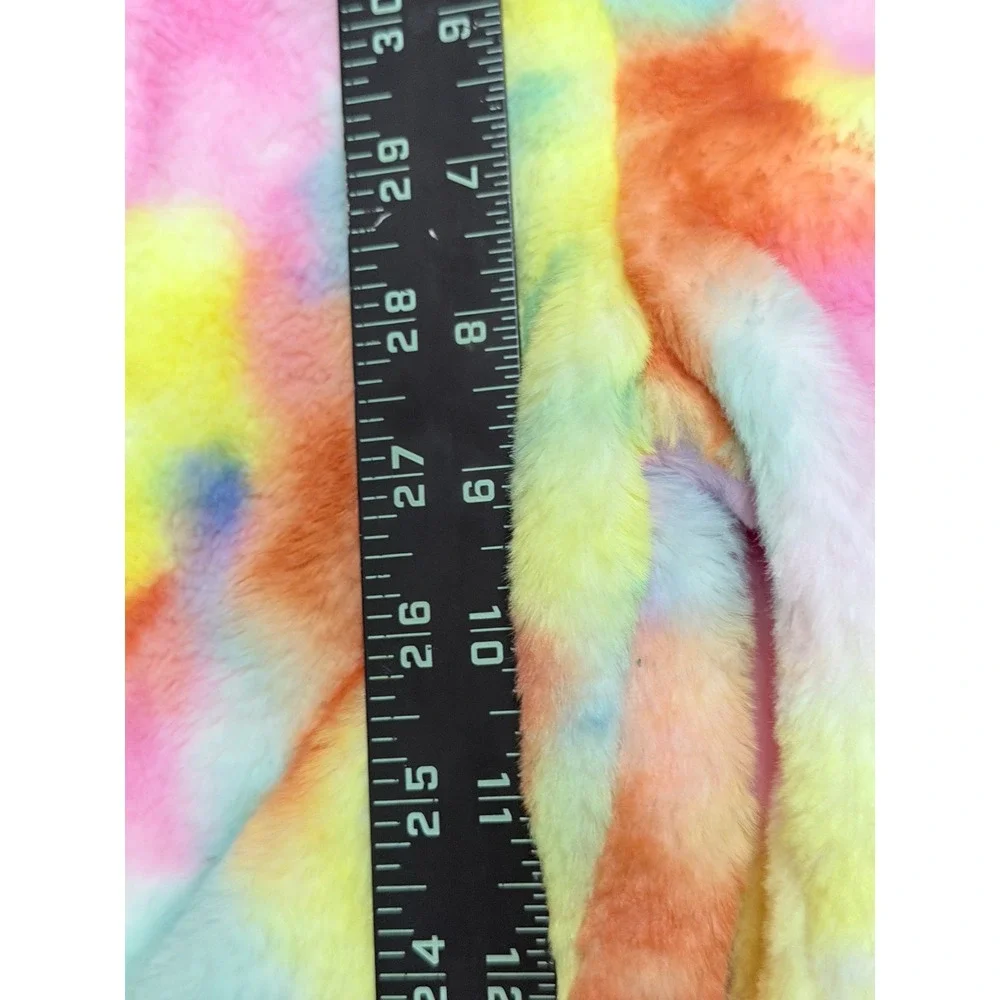 Baby Sara Kids Faux Fur Tie Dye Sequin Smiley Face Top and Pants Set Size 5